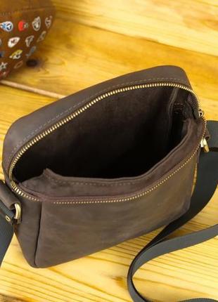 Мужская кожаная сумка "метью", винтажная кожа, цвет шоколад7 фото