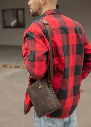 Мужская кожаная сумка "метью", винтажная кожа, цвет шоколад2 фото