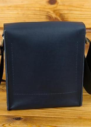 Чоловіча шкіряна сумка "кевін", шкіра італійський краст, колір синій5 фото
