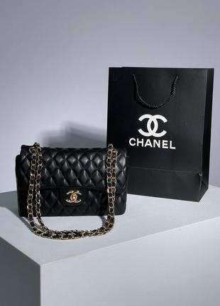 Сумка жіноча в стилі chanel 2.55 black gold