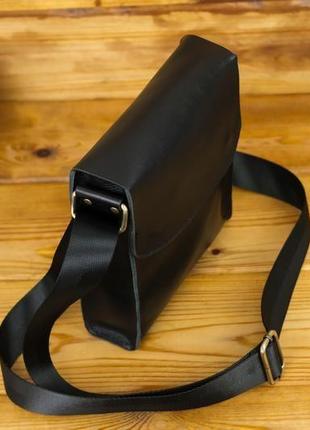 Мужская кожаная сумка "кевин", гладкая кожа, цвет черный3 фото