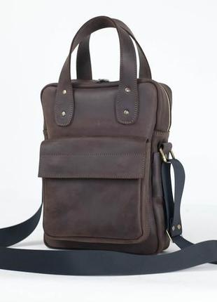 Мужская кожаная сумка "арнольд", винтажная кожа, цвет шоколад1 фото