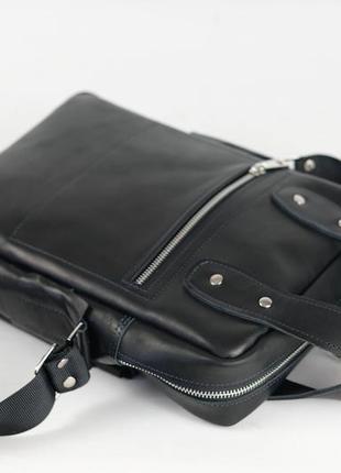 Мужская кожаная сумка "арнольд", кожа итальянский краст, цвет  черный6 фото