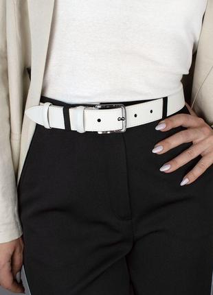 Ремінь жіночий шкіряний ps-3408 white під джинси білий (130 см)2 фото