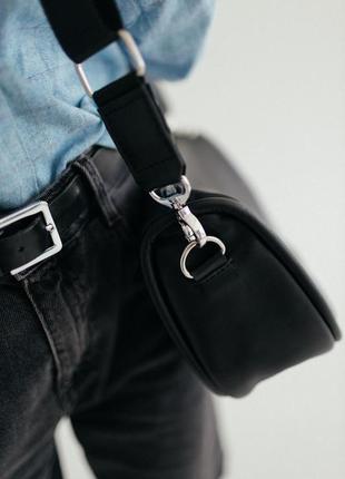 Черная кожаная сумка, стильная женская сумка из натуральной кожи3 фото