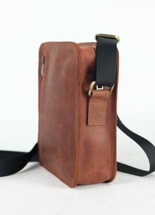Мужская кожаная сумка "крис", винтажная кожа, цвет коньяк3 фото
