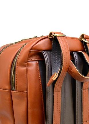 Мужской кожаный городской рюкзак рыжий с коричневым gb-7340-3md tarwa7 фото
