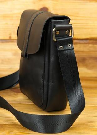 Мужская кожаная сумка "уильям", кожа итальянский краст, цвет  черный5 фото