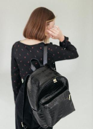 Чорний шкіряний рюкзак хх, жіночий рюкзак з натуральної шкіри
