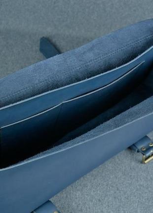 Мужская кожаная сумка "джоерман", кожа итальянский краст, цвет синий5 фото