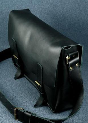 Чоловіча шкіряна сумка "джоерман", шкіра італійський краст, колір чорний5 фото