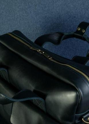 Чоловіча шкіряна сумка "бенджамін", шкіра італійський краст, колір чорний6 фото