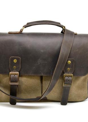 Чоловіча сумка-портфель мікс тканини канвас і шкіри rsc-3960-3md tarwa2 фото