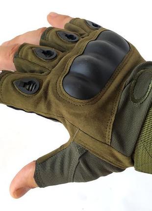 Армійські тактичні рукавички без пальців, l (зелений)