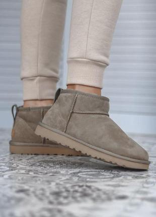 Ugg ultra mini brown жіночі замшеві зимові уггі/ чоботи/ черевики 😍 (на хутрі)
