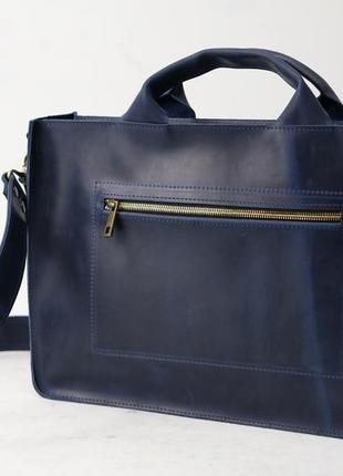 Чоловіча шкіряна сумка "дієго",  вінтажна шкіра, колір синій3 фото