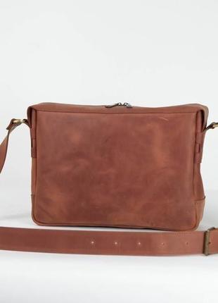 Мужская кожаная сумка "аарон", винтажная кожа, цвет коньяк1 фото