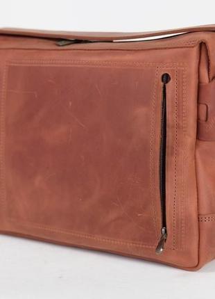 Мужская кожаная сумка "аарон", винтажная кожа, цвет коньяк5 фото