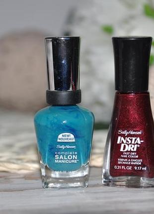 Фірмовий лак для нігтів sally hansen insta-dri fast dry nail color та complete salon manicure2 фото