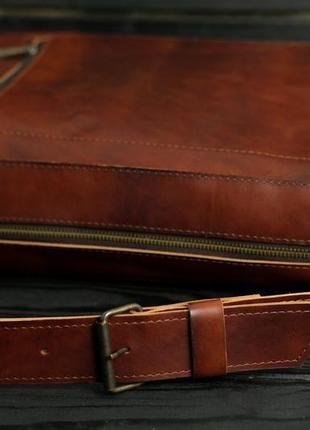 Мужская кожаная сумка "аарон", кожа итальянский краст, цвет вишня4 фото