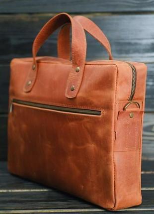 Мужская кожаная сумка "филипп", винтажная кожа, цвет коньяк2 фото
