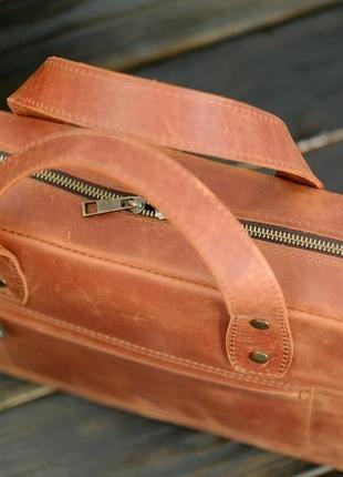 Мужская кожаная сумка "филипп", винтажная кожа, цвет коньяк7 фото