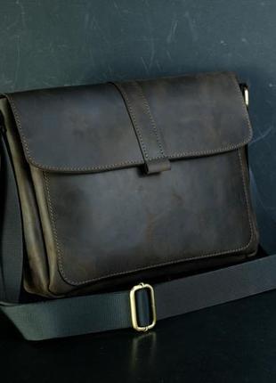 Мужская кожаная сумка "патрик", винтажная кожа, цвет шоколад4 фото