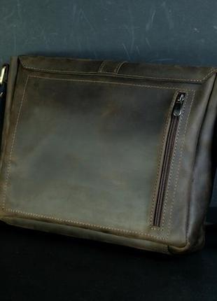 Чоловіча шкіряна сумка "патрік",  вінтажна шкіра, колір шоколад3 фото