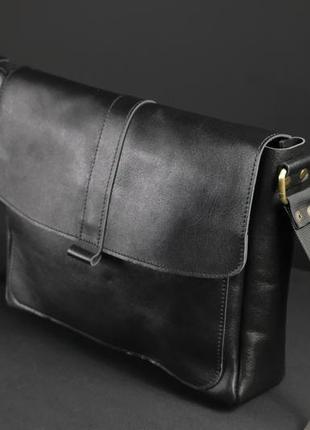 Чоловіча шкіряна сумка "патрік", шкіра італійський краст, колір чорний3 фото