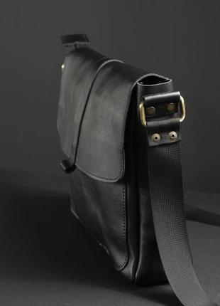Чоловіча шкіряна сумка "патрік", шкіра італійський краст, колір чорний6 фото