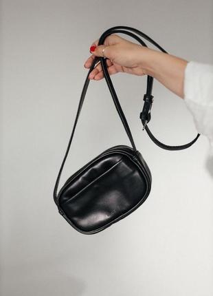 Черная маленькая сумка, кожаная сумка, женская сумка из кожи6 фото