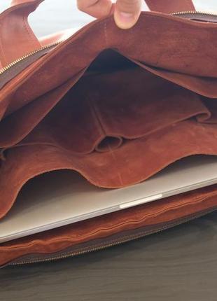 Мужская кожаная сумка "стивен", винтажная кожа, цвет коньяк4 фото