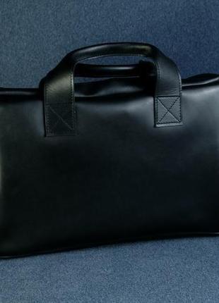 Чоловіча шкіряна сумка "стівен", шкіра італійський краст, колір чорний3 фото