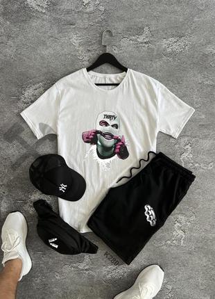 Летний, стильный комплект, костюм шорты + футболка