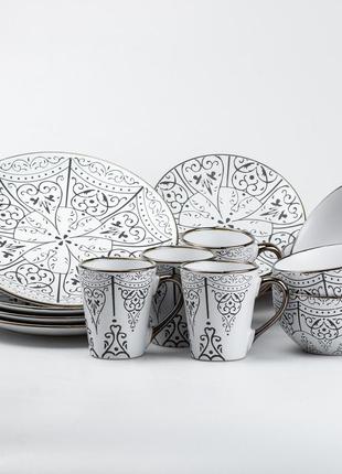 Набір столового посуду 4 предмети чашка / миска для супу / салатник / обідня тарілка1 фото