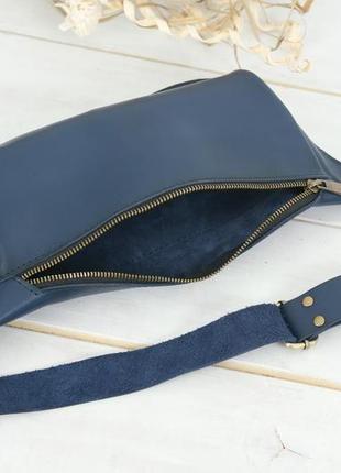 Жіноча шкіряна сумка "модель №56 міні" шкіра італійський краст, колір синій6 фото