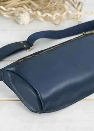 Жіноча шкіряна сумка "модель №56 міні" шкіра італійський краст, колір синій3 фото