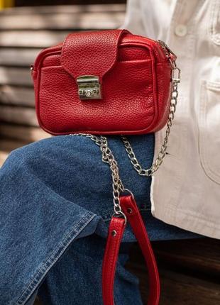 Красная кожаная сумка, маленькая сумка из кожи1 фото
