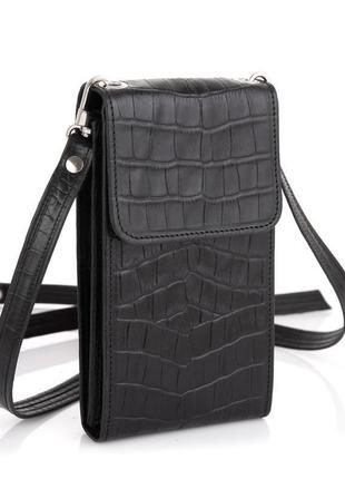 Кожаная женская сумка-чехол rep1-2122-4lx tarwa, чёрная1 фото