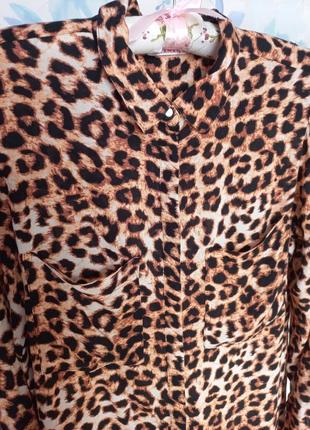 Сорочка в леопардовий принт, трендова сорочка2 фото