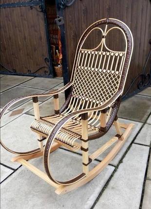 Кресло-качалка "ротанг" коричневая1 фото