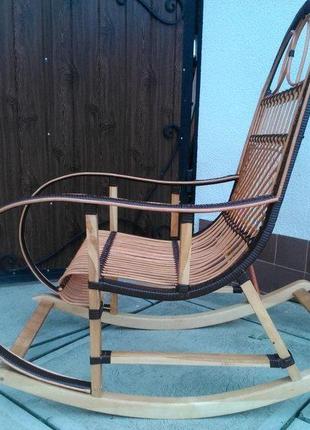 Кресло-качалка "ротанг" коричневая3 фото