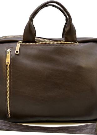 Сумка-трансформер tarwa 7014 из натуральной кожи - сумка-рюкзак, сумка-мессенджер, два отделения5 фото