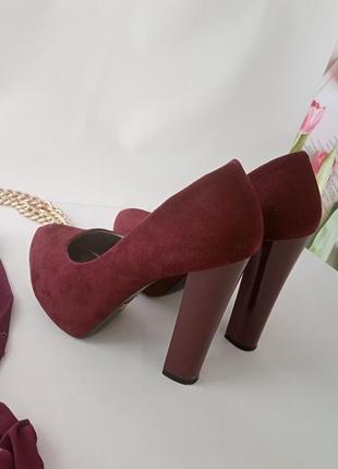 Женские замшевые бордовые туфли lino marano 🥀7 фото