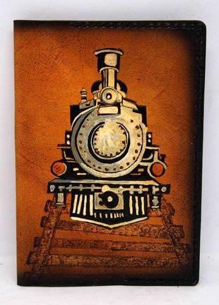 Кожаная обложка для паспорта с поездом, паспорт для путешествий, кожаный паспорт с рисунком