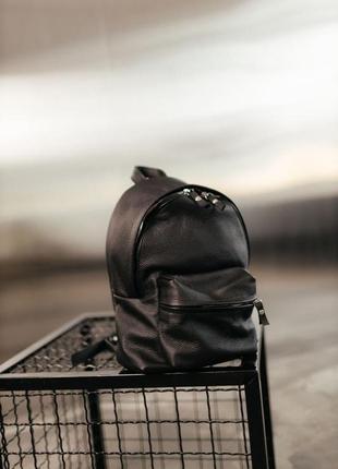 Чорний шкіряний рюкзак, жіночий рюкзак з натуральної шкіри4 фото