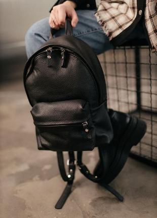 Чорний шкіряний рюкзак, жіночий рюкзак з натуральної шкіри2 фото