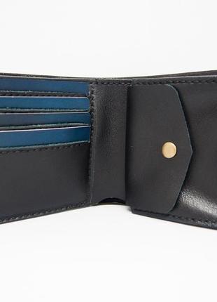 Шкіряний синій гаманець восьминіг, синій гаманець подарунок чоловікові, шкіряний паперовий5 фото