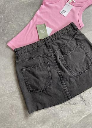 Черная джинсовая юбка h&amp;m10 фото