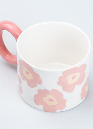 Чашка керамическая 400 мл для чая и кофе "цветок" розовая2 фото